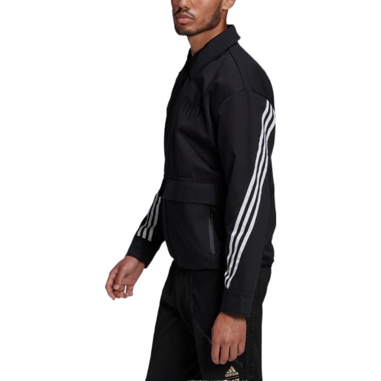 Adidas X James Bond Co-Branded Striped Print Logo Zip-Up Collar Long Sleeve Jacket Men Jackets Black GN6807