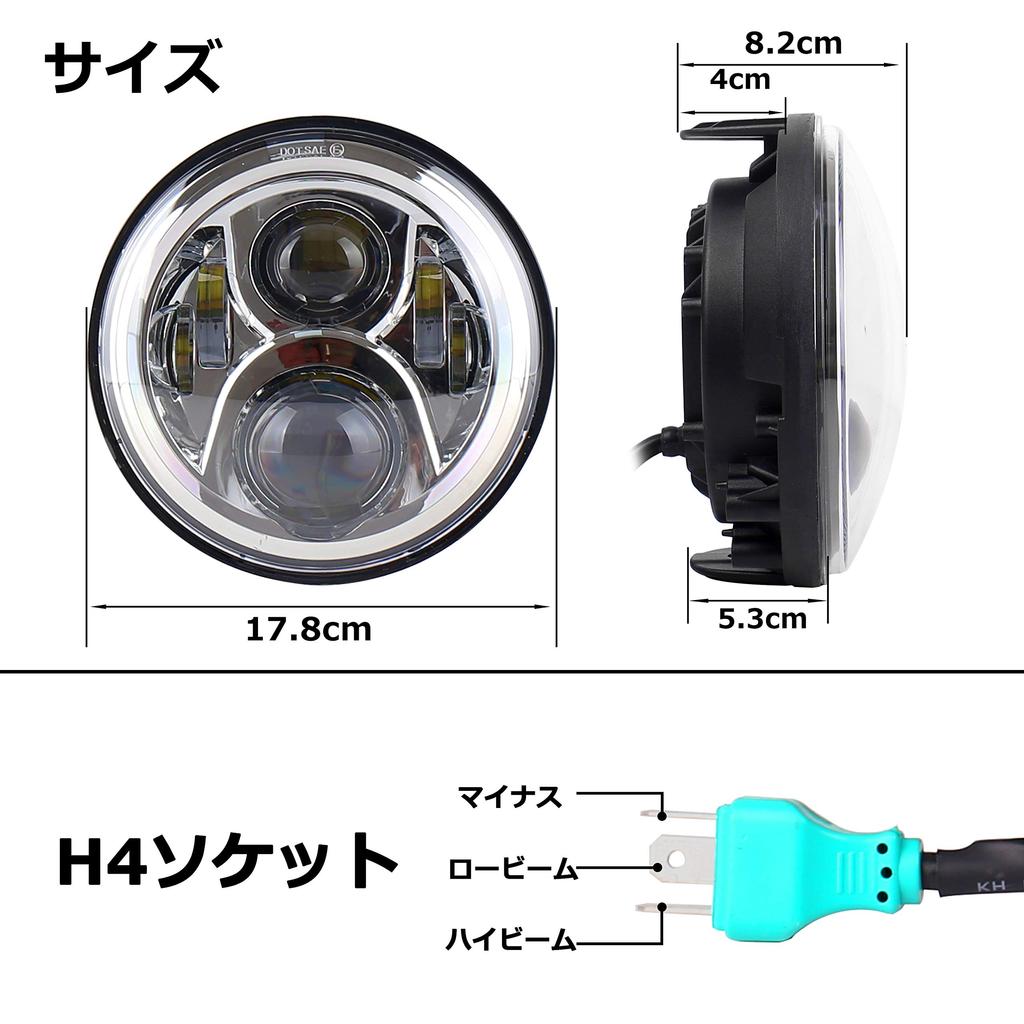 MOVOTOR CB400SF Headlight 7 Inch LED Headlamp for Honda Motorcycle Beam Chrome 1 Piece Hi/Lo