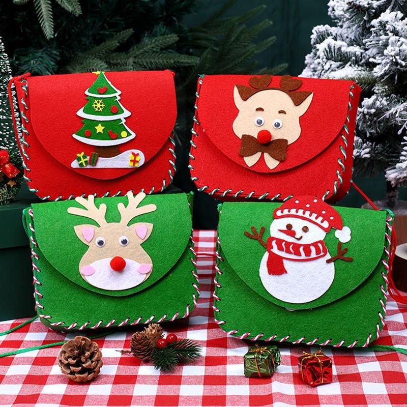 Christmas Heartfelt Gift DIY Handmade Backpack Material Santa Claus Snowman Tree Backpack Shoulder Bag Christmas Decorations