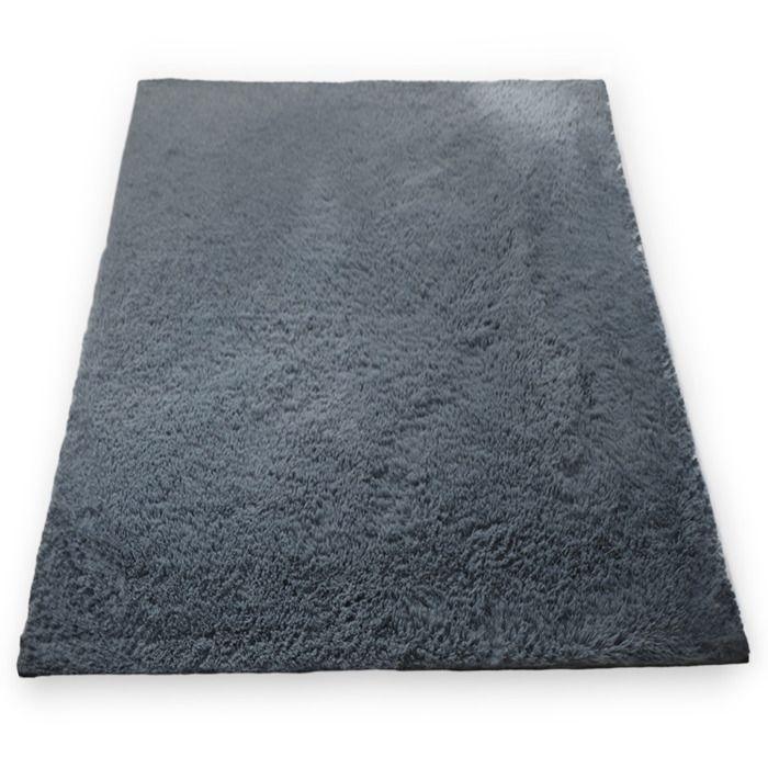 Tapis salon shaggy 120 x 160 cm - descente de lit chambre grande taille tapis poils longs moderne tapid moquette poil long tapi Gris