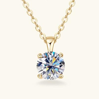 New 1 Carat Sparkle Moissanite Pendant Necklace Top Quality Plated 18K Gold S925 Sterling Silver Lab Diamond Wedding Jewelry