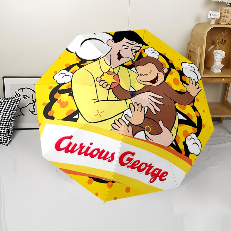 1pc Curious George (7) Umbrella, Sun Protection, And UV Shielding. It Has Eight Sturdy Ribs for Outdoor Use And Perfect Gift