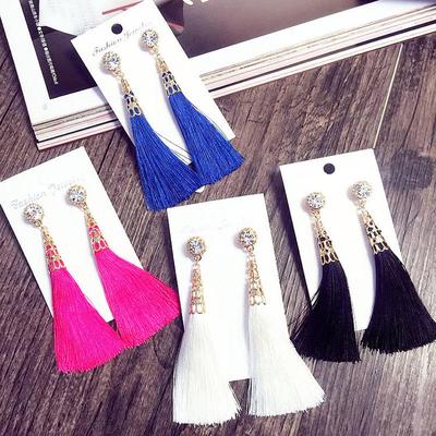 Fashion Femmes Bohême Frange Boho Long Tassel Crochet Goutte Dangle Boucles d/'oreilles