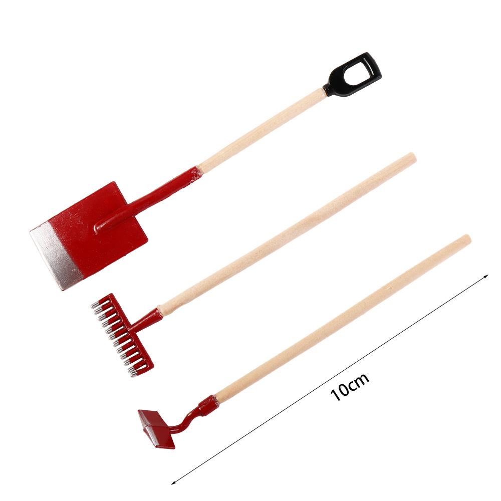 Pretend Play Toy Model Shovel Hoe and Pitchfork Farming Tools Dollhouse Miniature Simulation Shovel