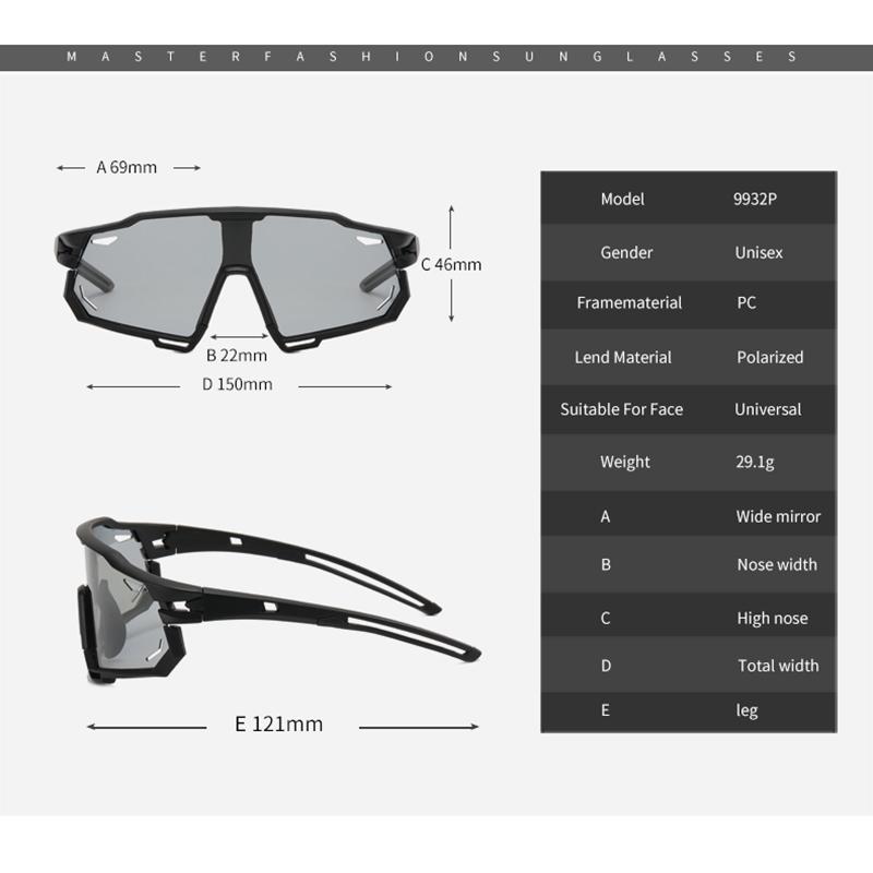 Photochromic Cycling Glasses Men's and Women's Polarized Bike Eyewear Mountain MTB Cycling UV400 Sunglasses Bicycle Road Goggles