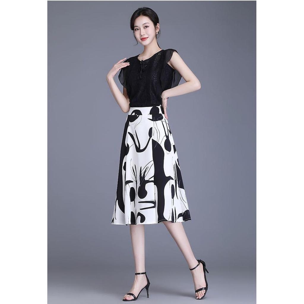 Women's Summer A-Line Printed Skirt - Slim Fit & Belly-Covering Design