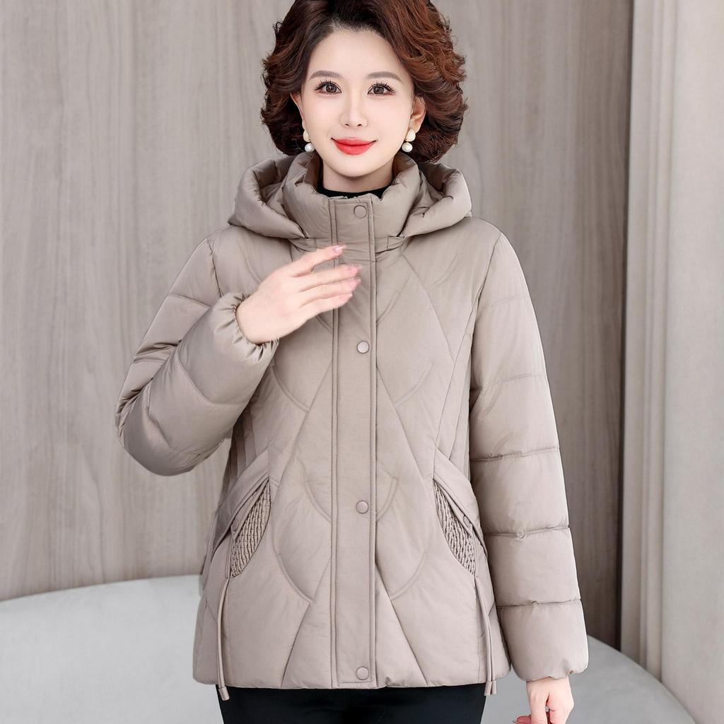 Autumn Winter Thicken Warm Parka Women Casual Solid Color Big Pocket Loose Short Hooded Coat Jackets Outwear