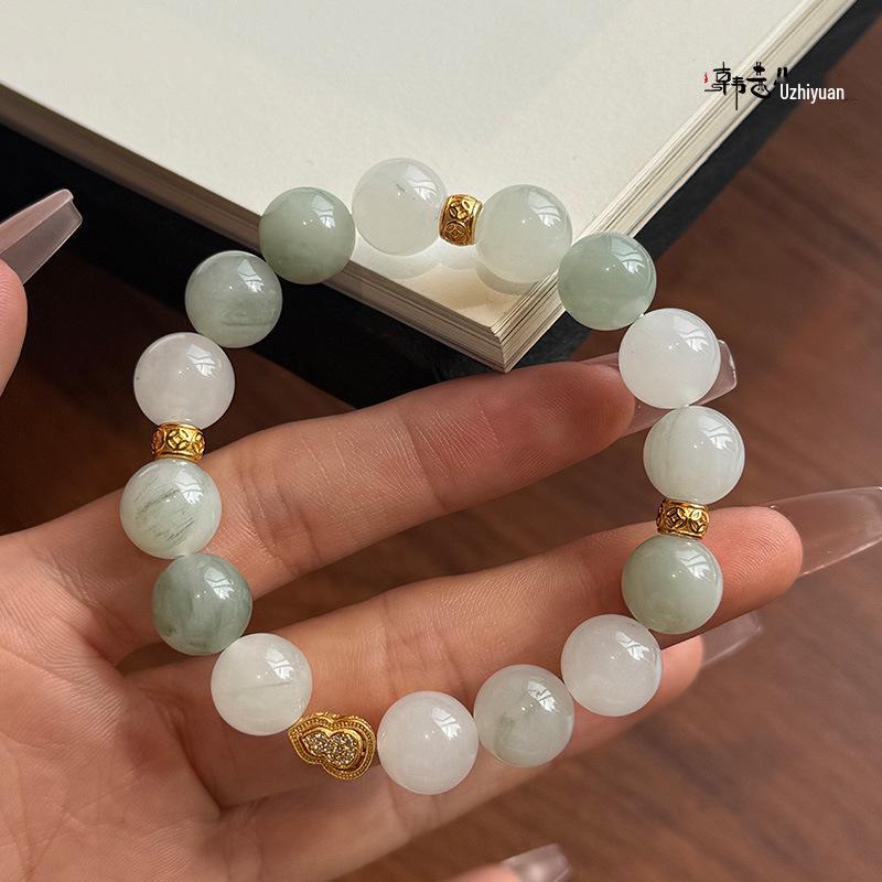Han Qian'er Silversmith Cat's Eye Beads Tianshan Jadeite Elegant Versatile Fortune Bracelet SC0225