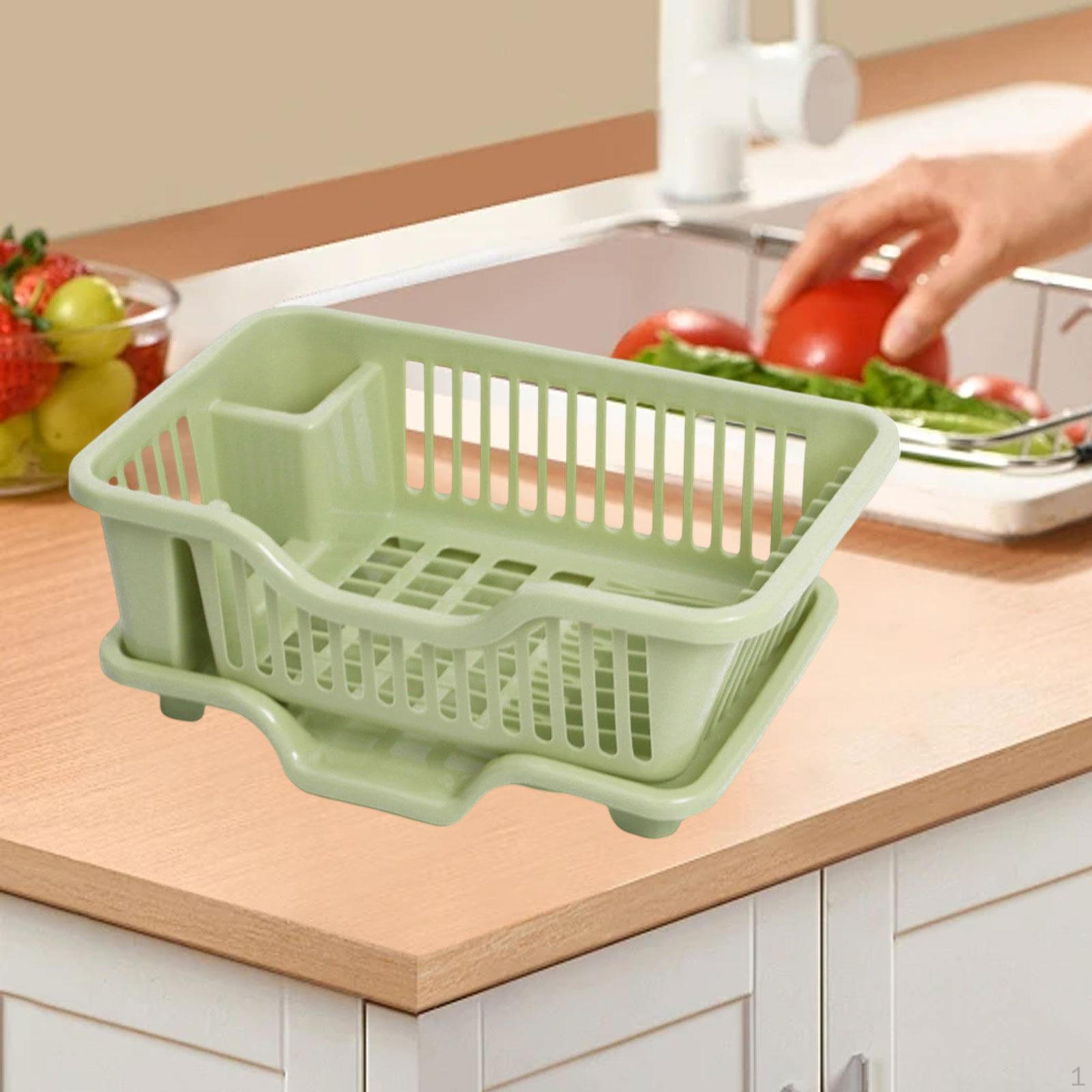 

Решітка для сушіння посуду та дренажна дошка з лотком для відведення посуду Органайзер для посуду зелений