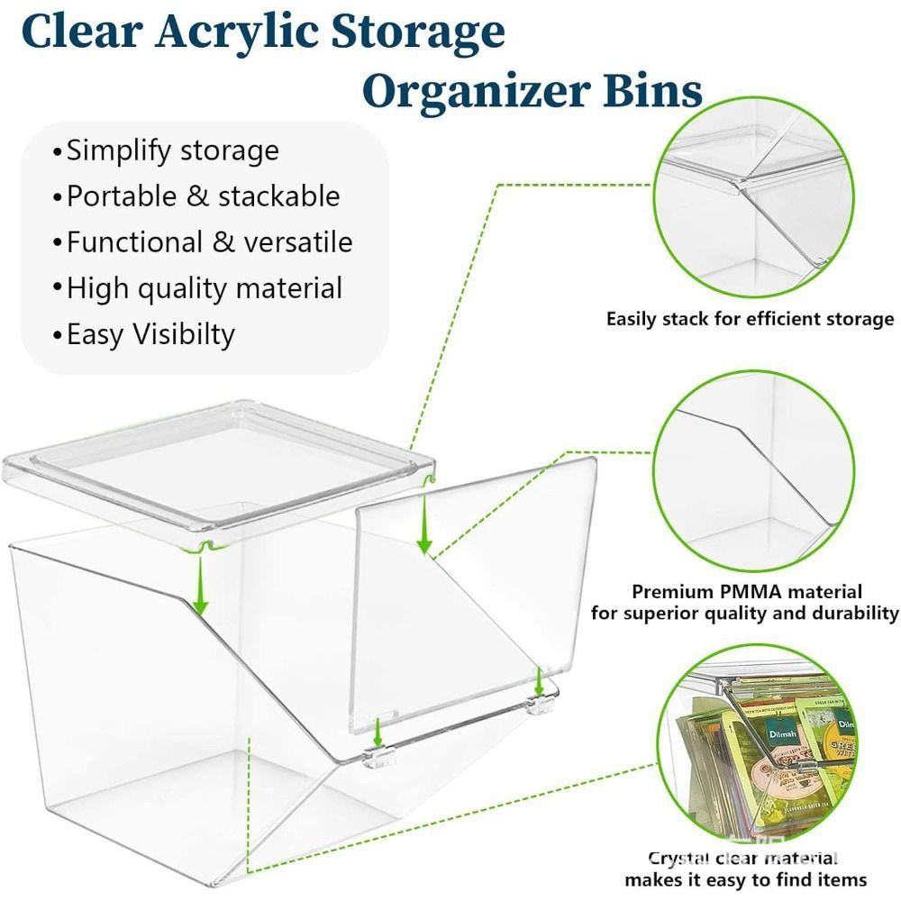 Stackable Tea-Bag Holder Organizer Clear Dust-proof Capsule Coffee Organizer Large Capacity With Cover Snack Storage Box