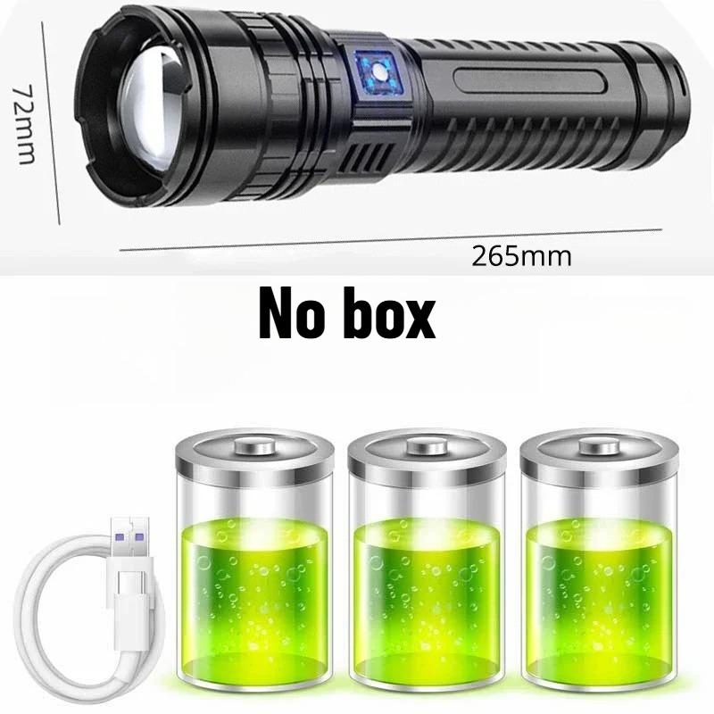

Мощные светодиодные фонари USB Перезаряжаемый тактический фонарь 10000 мАч Встроенный аккумулятор Фонарик Аварийные прожекторы Фонарь No box 10000mAh