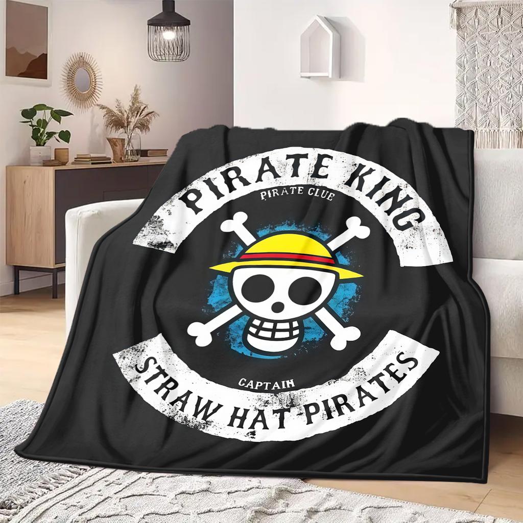 ONE PIECE Straw Hat Pirates Print Blanket Warm Comfortable Flannel Blanket Suitable for Bedrooms,Sofas, Beds,Chairs 112