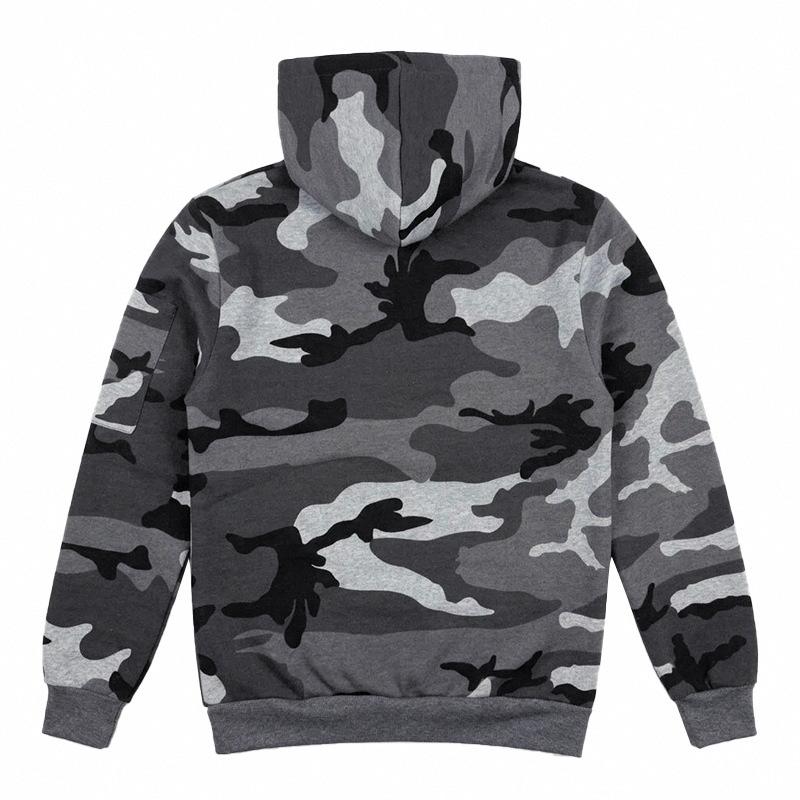 Men S Outdoor Casual Camo Fleece Half Zip Hooded Long Sleeve Sweatshirt