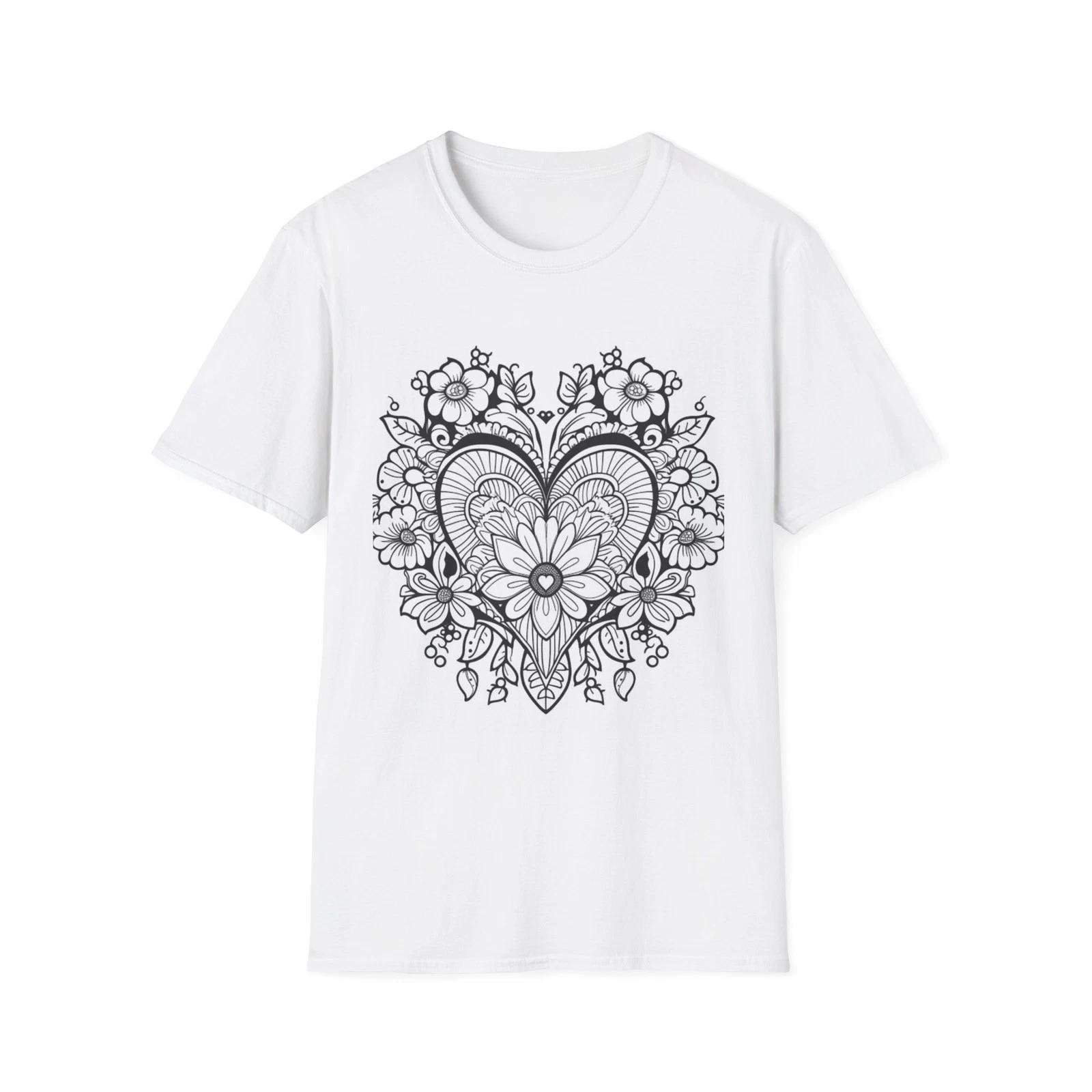 Paint your own shirtsFloral Heart Mandala T-Shirt | Flower Lace Heart Design S