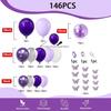 146pcs Purple Color Balloon Arch Set with Butterfly Accessories Suitable for Birthday Wedding Theme Event Decoration Etc.
