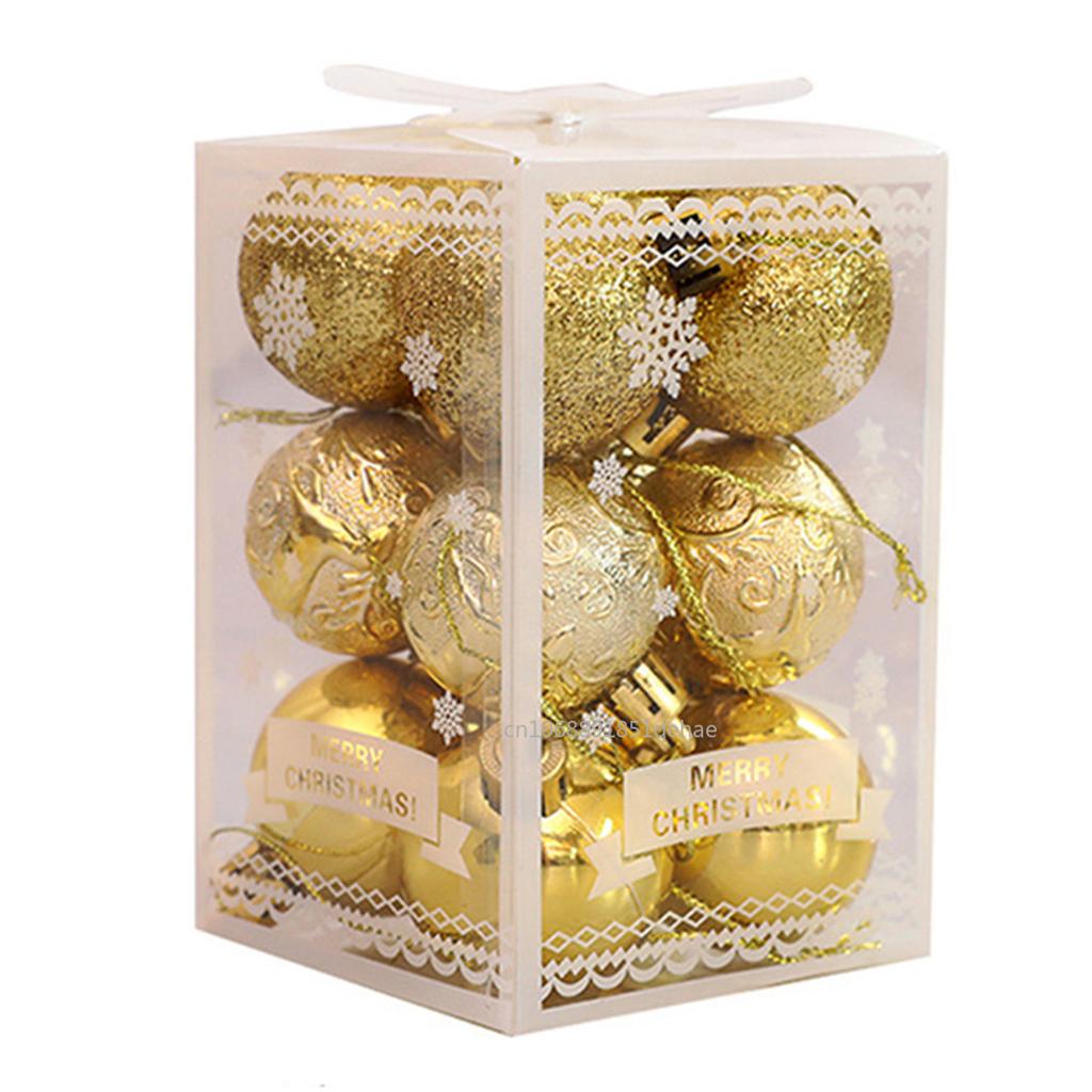 12PCS 4cm Christmas Ball Xmas Tree Balls Hanging Pendant Decoration Plastic  Xmas Party New  Accessories Ornament Decor
