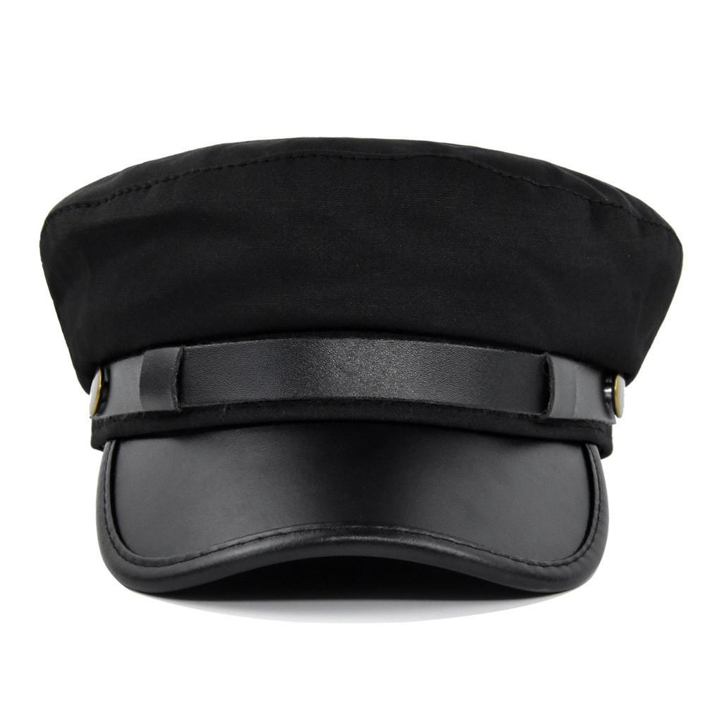Stylish Navy Hat Autumn Winter Wool Beret Metal Buckle Eight-angle Flat Top Cap Wholesale