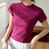 Neues Sommer Damen reiner Baumwolle Kurzarm T-Shirt Hohe Taille Rundhalsausschnitt Raglan Top Lässiges Kurzes Hemd