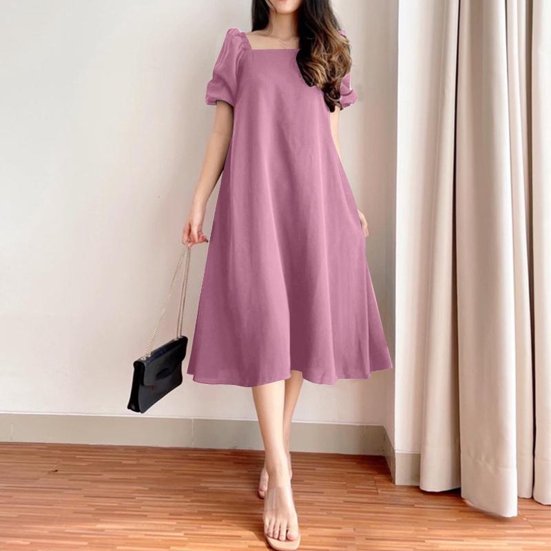 

ZANZEA Женское повседневное летнее свободное платье с квадратным воротником и коротким рукавом 5XL