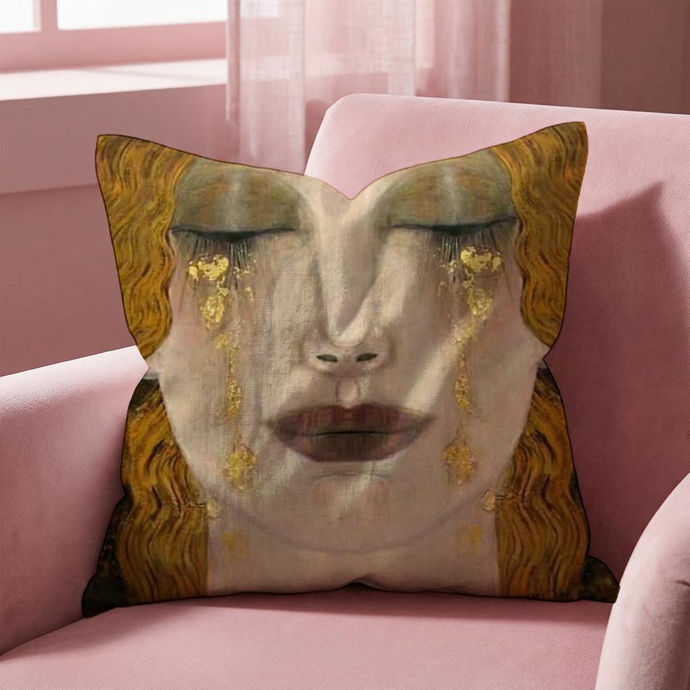 G-Gustav K-Klimt Oil Painting Cushion Cover Multi-Scene Pillow Cover for Home & Car - Reversible, Soft & Durable for Daily Use