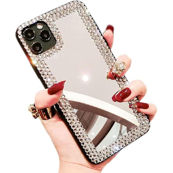 Чехол для iPhone 14 Pro Max 3D Блестящий Сверкающий Bling Зеркальный Чехол Роскошный Сияющий Хрустальный Стразы Алмазный Бампер Прозрачный Защитный Чехол-Крышка для Женщин