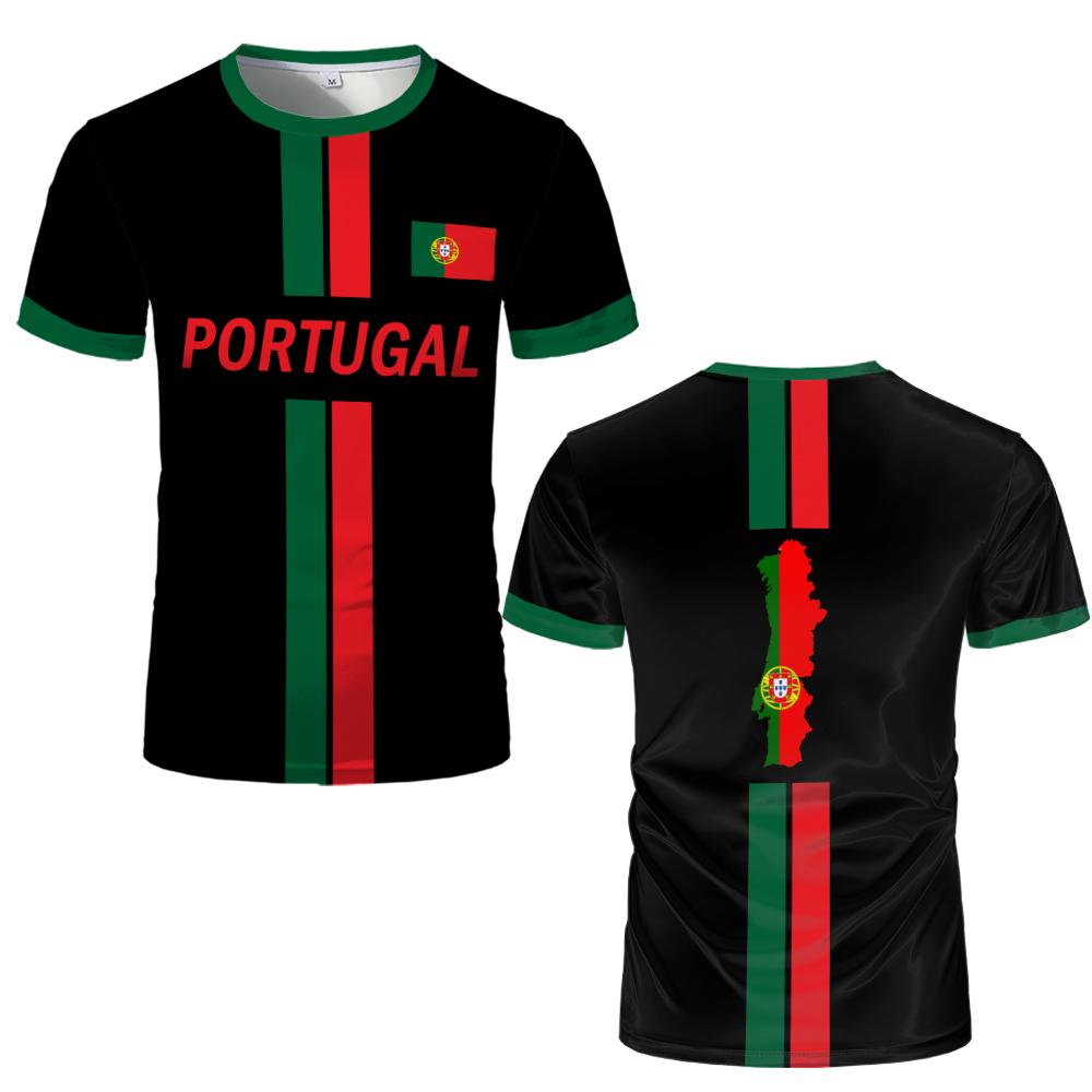 2026 New Portugal Flag Print T-shirt Summer Breathable Quick Drying Football Jersey Unisex Crew Neck Casual Sports Top Men Women