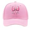 Pink Glitter Rhinestone Bow Sparkle Ribbon Design Sandwich Baseball Cap Unisex Women Sun Cap Outdoor Workouts Hat