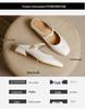 Genuine Leather Women's Chunky Heel Pointed Toe Slippers - Versatile French Style for Spring/Summer
