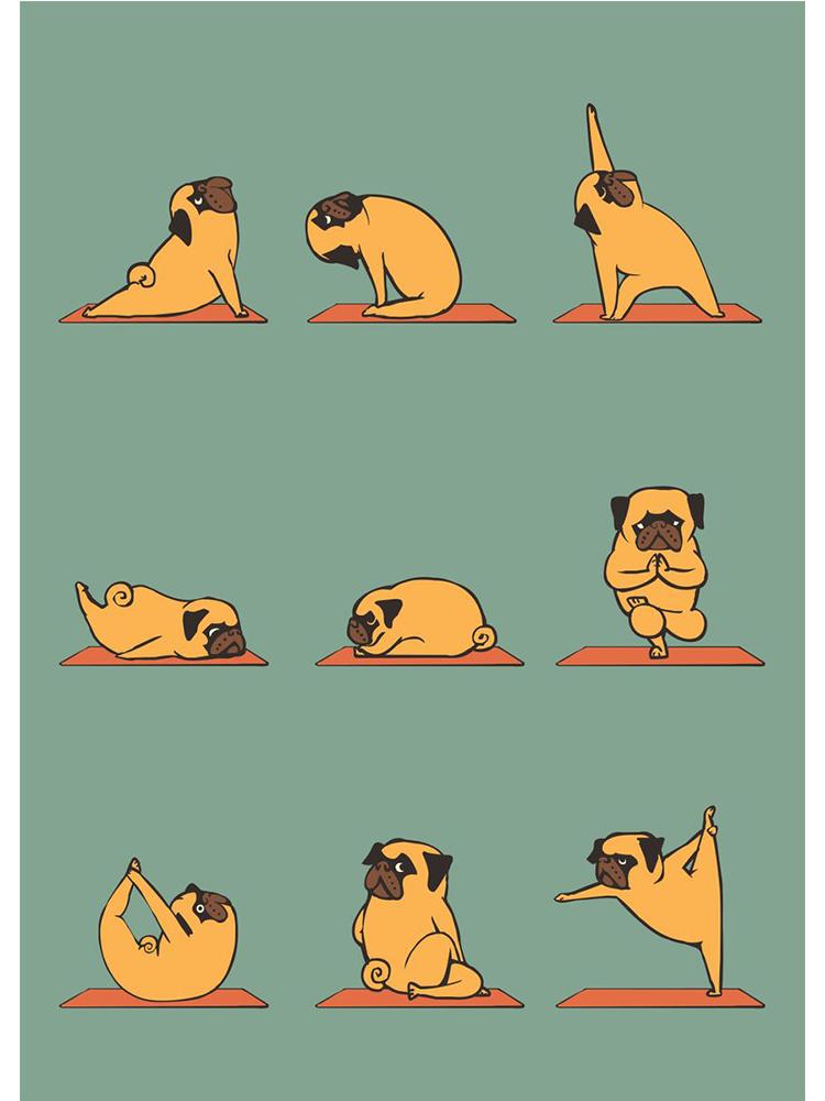 Modern Funny Cute Bulldog Cat Panda Yoga Gesture Poster And Print Canvas Painting Animal Nordic Wall Art Nursery Kidroom Decor