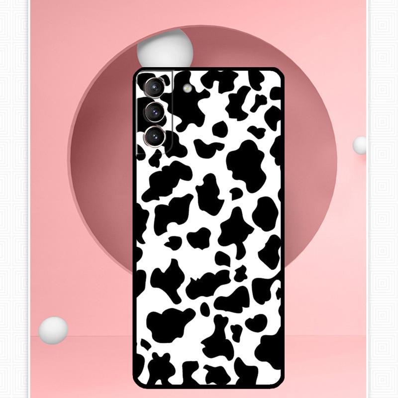 White Black Cow Print Case For Samsung Galaxy S25 Ultra S25 FE S20 S21 S22 S23 Plus S9 S10 S24 Ultra Cover Funda