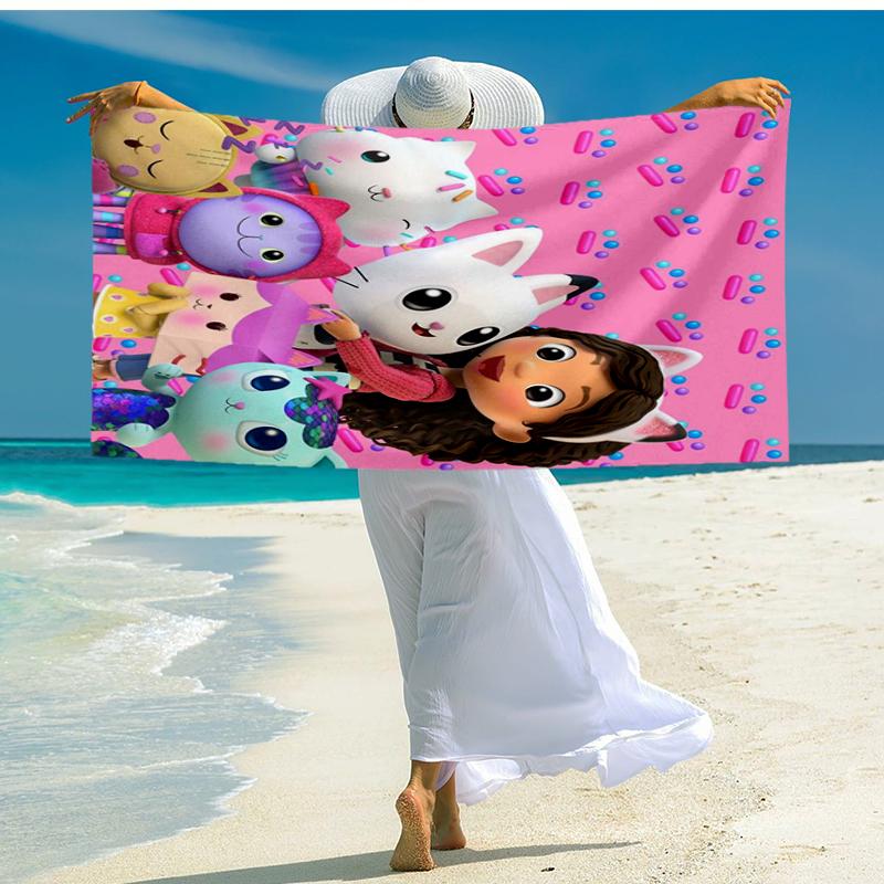 Ultra-Soft Beach Towel with Gabby’s Dollhouse Theme,Ideal for Pool - Camping, Diving - Perfect Travel Essential, Vibrant Beach Towel.