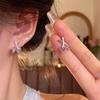 LATS Korean Sweet and Delicate Zircon Cherry Heart Stud Earrings for Women 925 Silver Post Small Cross Earring Fashion Jewelry