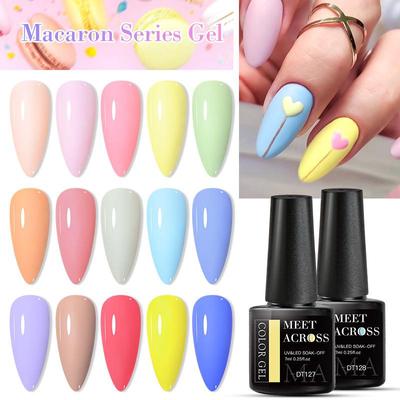 MEET ACROSS 7ML Grün Rot Gelb Neon Gel Nagellack Sommer Leuchtend Orange Bunte Maniküre UV LED Soak Off Nail Art Gel Lacke