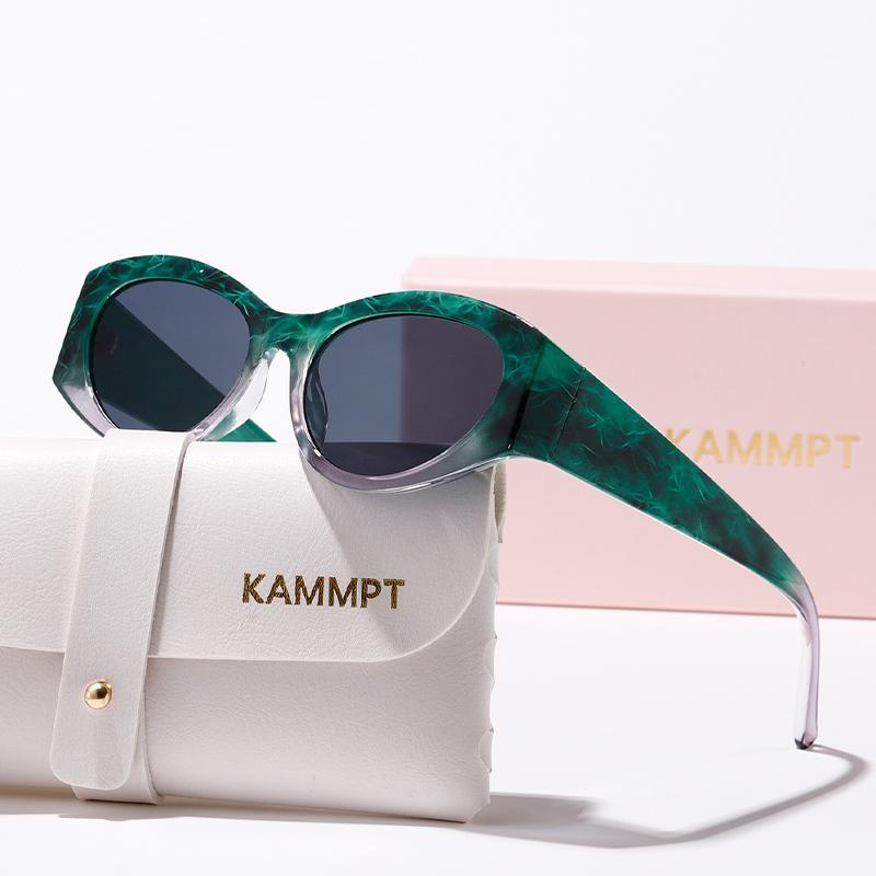 

KAMMPT Vintage Cat Eye Sunglasses Women 2024 New Fashion Gradient Outdoor Shades Stylish Design Sweet Travelling Sun Glasses with a case