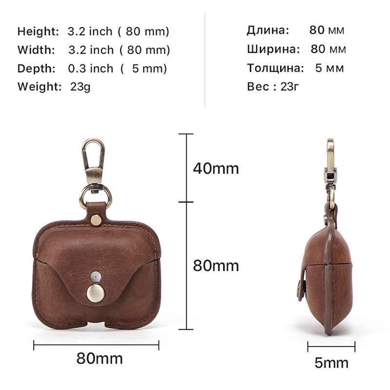 Genuine Leather Snap-Closure Flip Case for AirPods Pro
