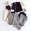 Spring and Autumn Thin Men's Kimono Robes with Long Trousres Cotton Color Matching Pajamas Plus Size Home Pyjamas Set