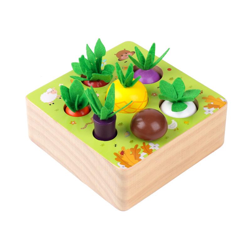 Happy Farm Radish Pulling Game: Educational Wooden Planting & Building Toy for Children