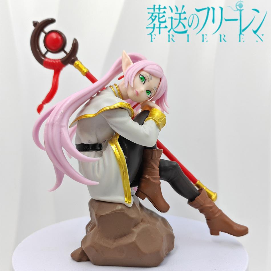 Frieren Beyond Journey's End Frieren Figure with Staff Sitting Pose PVC Statue Anime Collection Gift for Fans