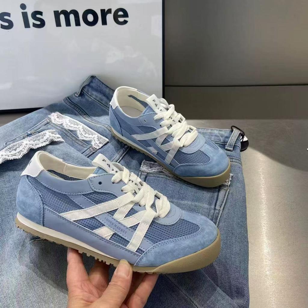 Dexun Shoes Women's New Soft Leather Mesh Retro Sports Shoes Hollow Breathable Forrest Gump Shoes Flat-bottomed Versatile Board Shoes