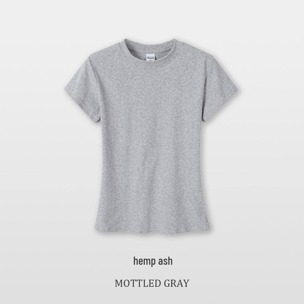 Round Neck Stretchy Spandex Waist-Cinching Women's T-Shirt, Pure Color Short Sleeve, Girls' Custom Blank Tee