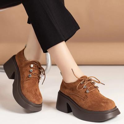 Hot-selling Women's Shoes Thick-soled Square Toe Comfortable Outer Wear Lace-up Shallow Slip-on Women's Shoes Casual and Light