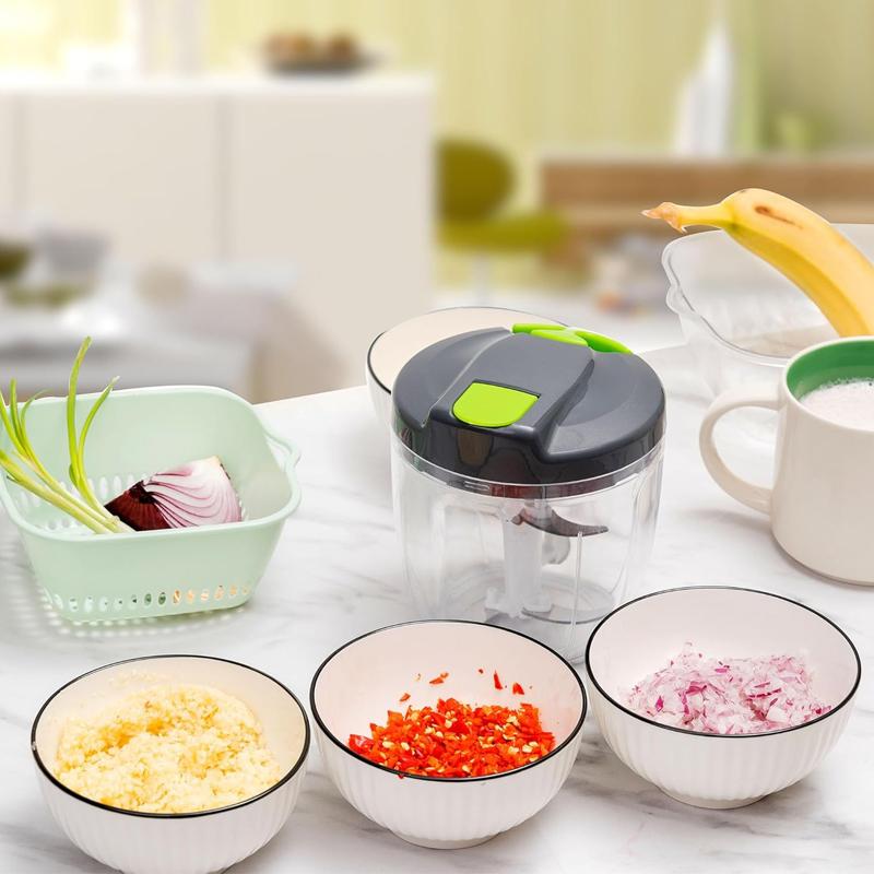 Kitchen 500ml/900ml Onion Vegetable Garlic Cutter Manual Food Processor Chopper Multi-Function Mincer for Carrots Peppers Fruits