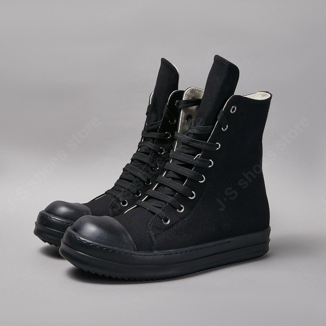 

Ro Classic Boots Men Shoe Women Sneaker Full Black Canvas High Top Shoes Casual Sneakers Zipper Lace Up Luxury Ankle Boot 48 чёрный