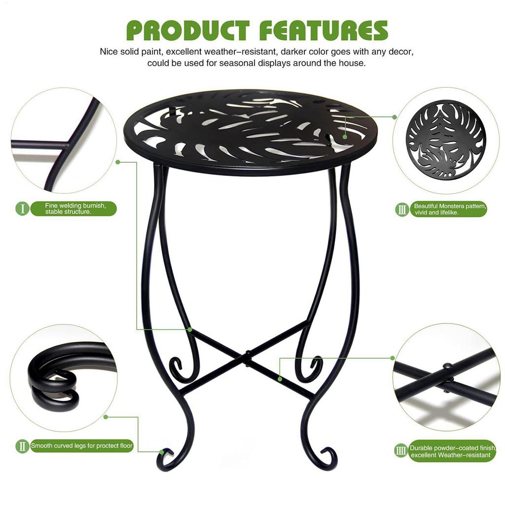 Metal Plant Stand Metal Tall Plant Stand 15-Inch Decorative Planter Rack Round Flower Shelf for Bedroom Garden Porch Patio