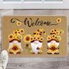 Farmhouse Sunflower Gnomes Welcome Floor Mat Non Slip Dirt Trapping Wear Resistant Outdoor Patio Entrance Decor Doormat