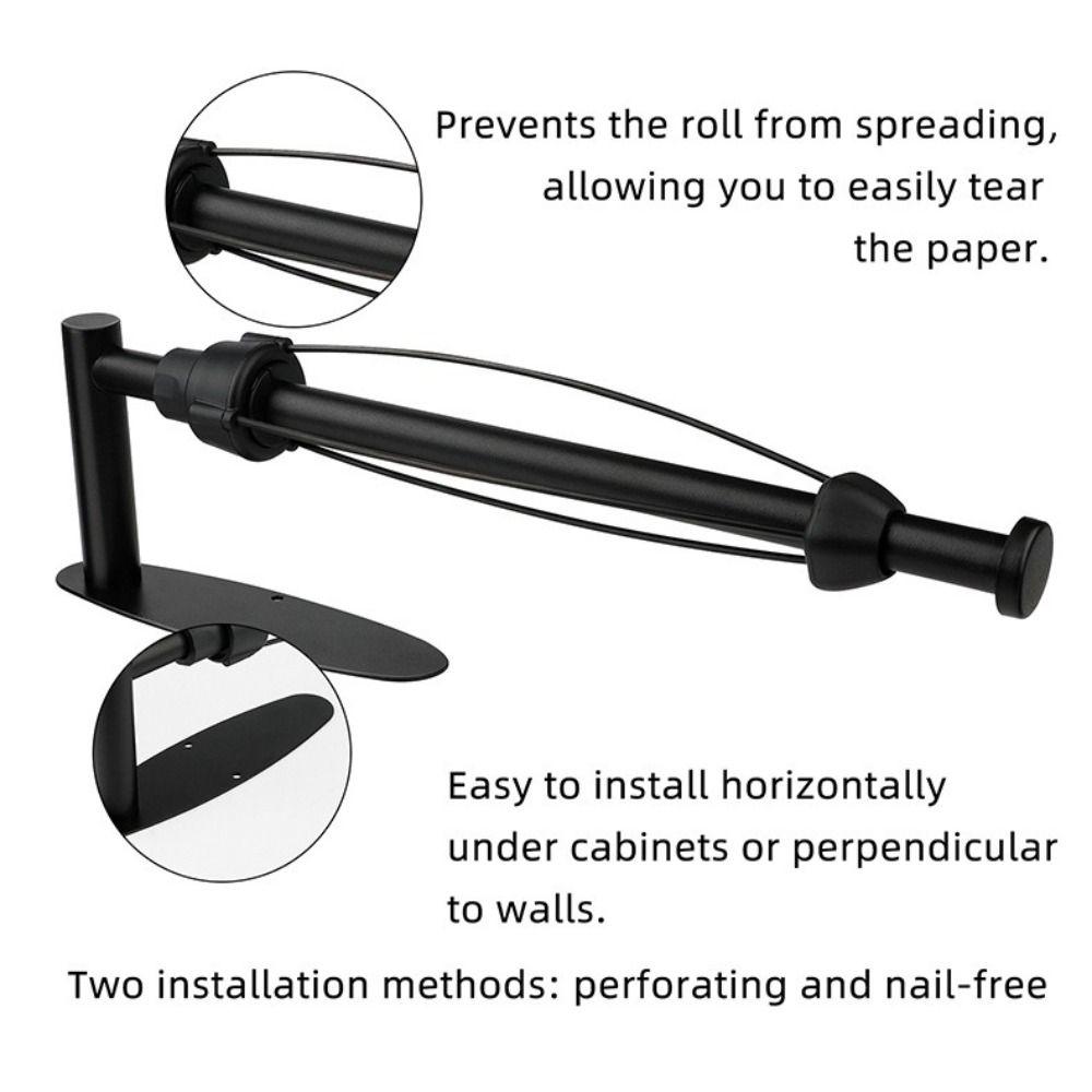 Stainless Steel Paper Roll Holder Adhesive Mount No-Drill Paper Towel Holder Wall Mounted Punch-free Kitchen Organizer