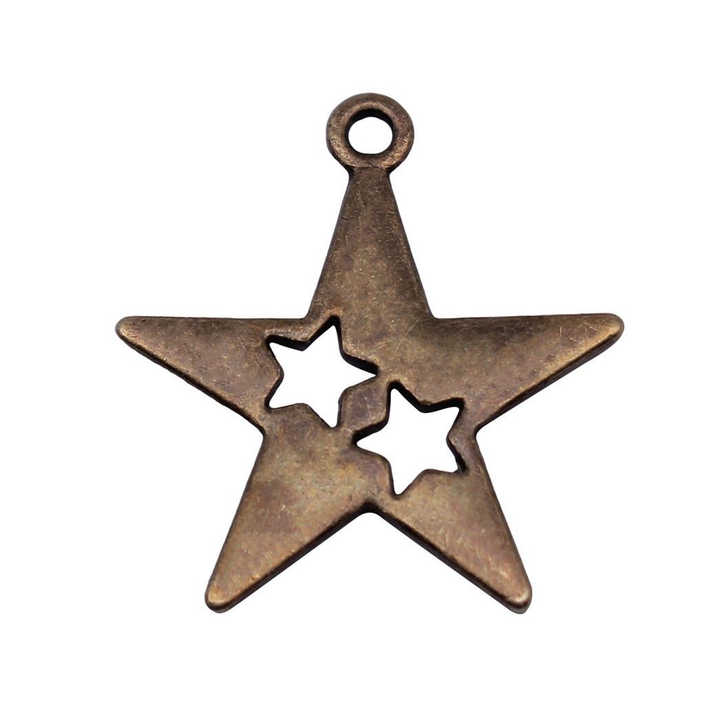 Five-Pointed Star Charms Multi Color Alloy Plain Pendants For Celestial Themed Jewelry