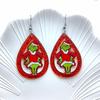 Grinch Green Monster Acrylic Earrings with Love Heart Accents