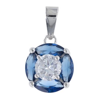 [R4786] - Silver Pendant 'Sissi' Silver Blue (rhodium) - 10 Mm