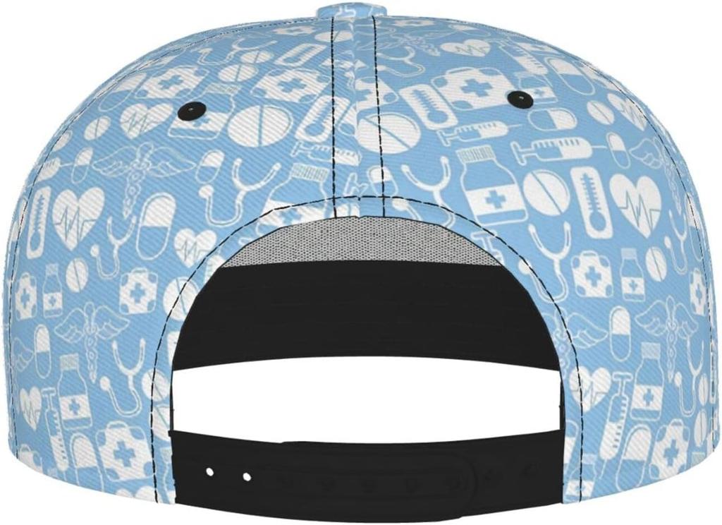 Blue Nurse Print Baseball Cap Adjustable Trucker Hat Snapback Sun Dad Cap Lightweight Unisex for Summer Sport Travel Beach